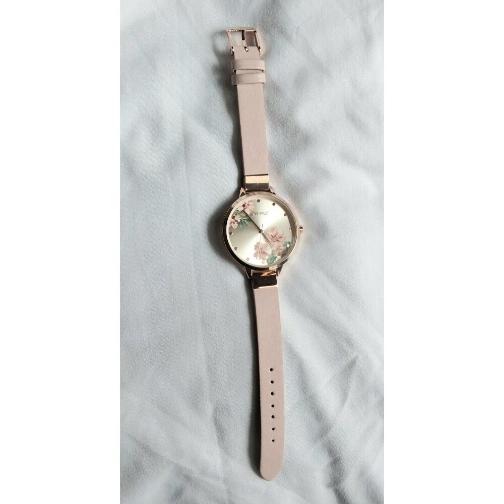 Nine West Women's Rose Gold-Tone and Pink Strap Watch - Picture 3 of 5